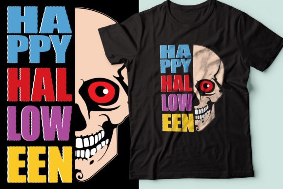 Haloween Skull T-Shirt Design: A Versatile and High-Quality Graphic Asset
