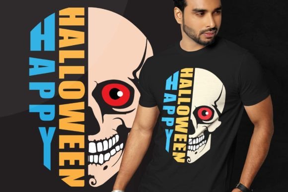 Happy Halloween Skull T-Shirt Design: A Versatile and Eye-Catching Print for All Occasions