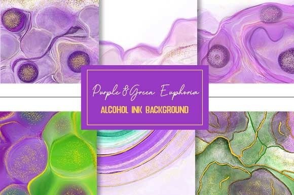 Purple Green Alcohol Ink Background Paper