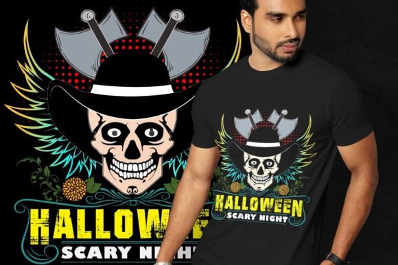 Skull T-Shirt Design for Halloween: A Versatile Print Ready for Any Occasion